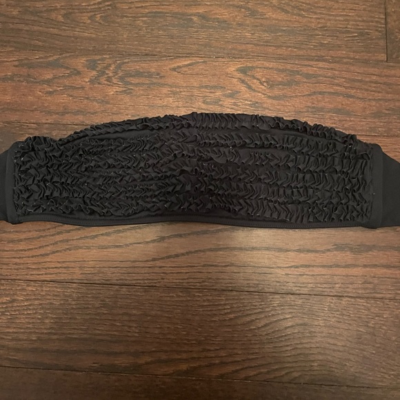 BCBG MAXAZRIA Swim Black Ruffle Tube Bikini Bathing suit Top - Picture 3 of 8